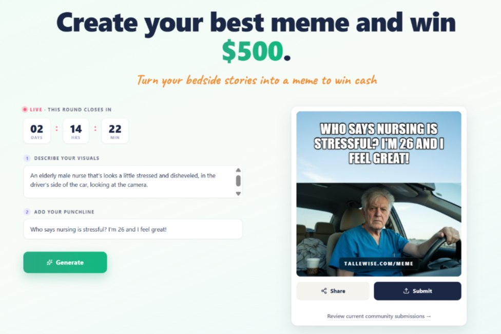 Meme creator with a generated meme